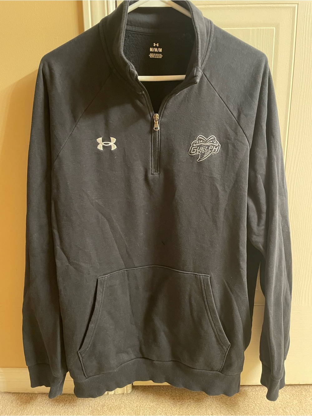 Under Armour Black Men’s Quarter-Zip Pullover with Guelph Storm Emblem